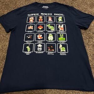 Super Mario Bros. Men's 16 Character Pixel Grid Boxes Graphic T-Shirt Size Large